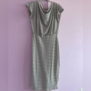 Chic Black and White Striped Midi Dress